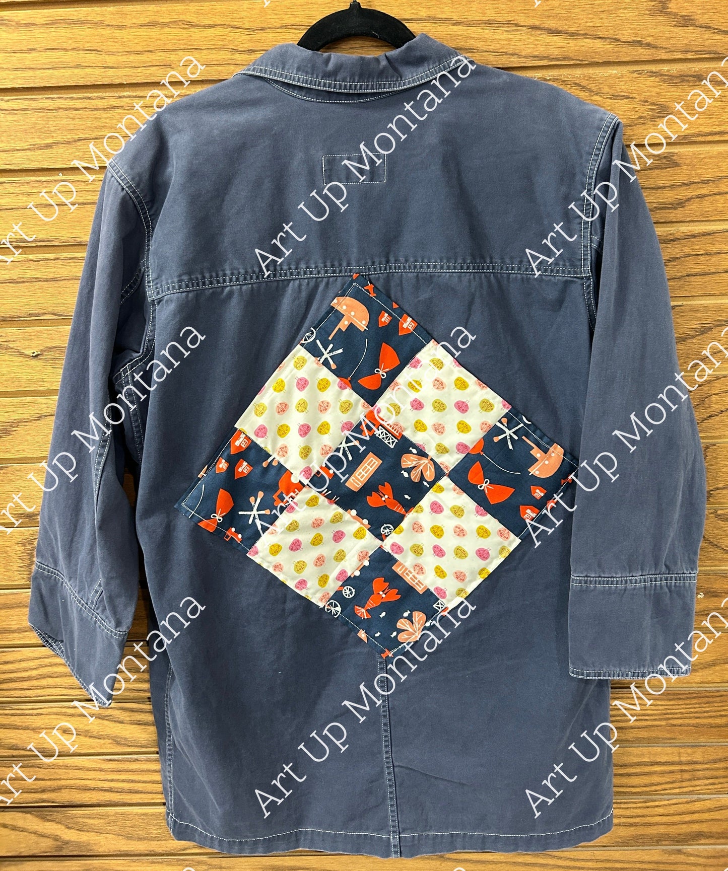 Blue Jacket ~ 9 Patch ~ Cream/Red/Navy