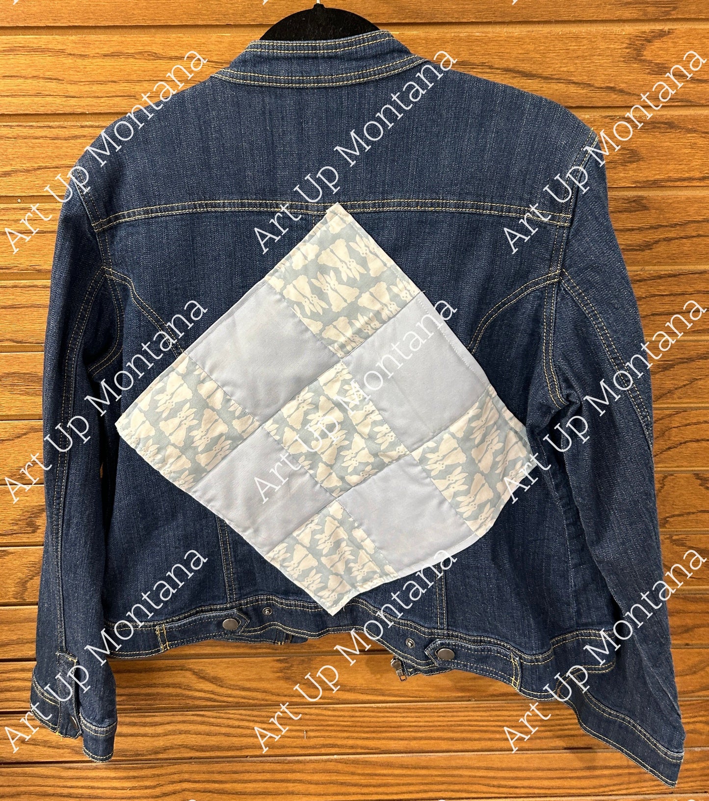 Dark Denim Jacket ~ 9 Patch ~ Blue/White ~ Bunny