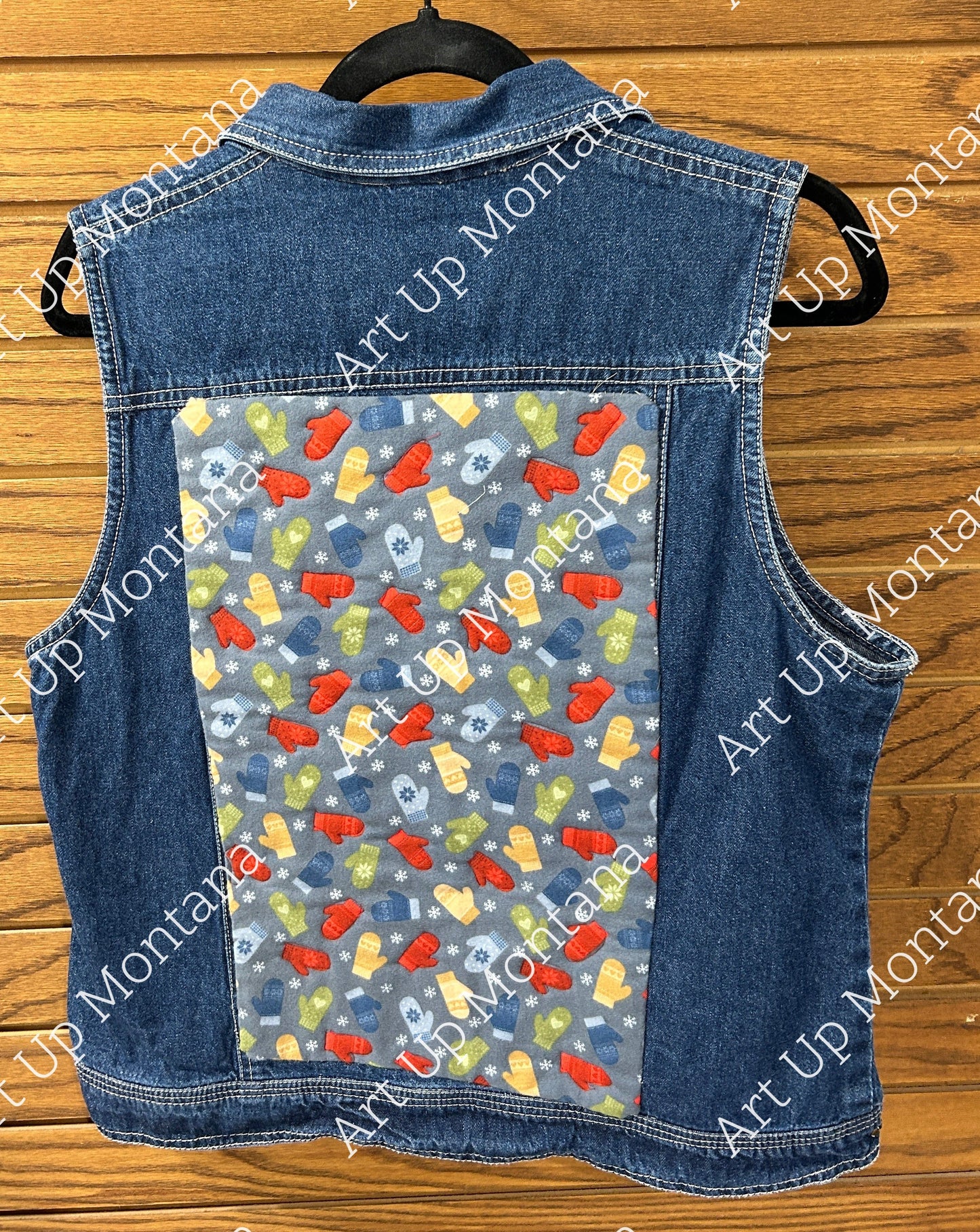 Denim Vest ~ Mitten Quilted Flannel